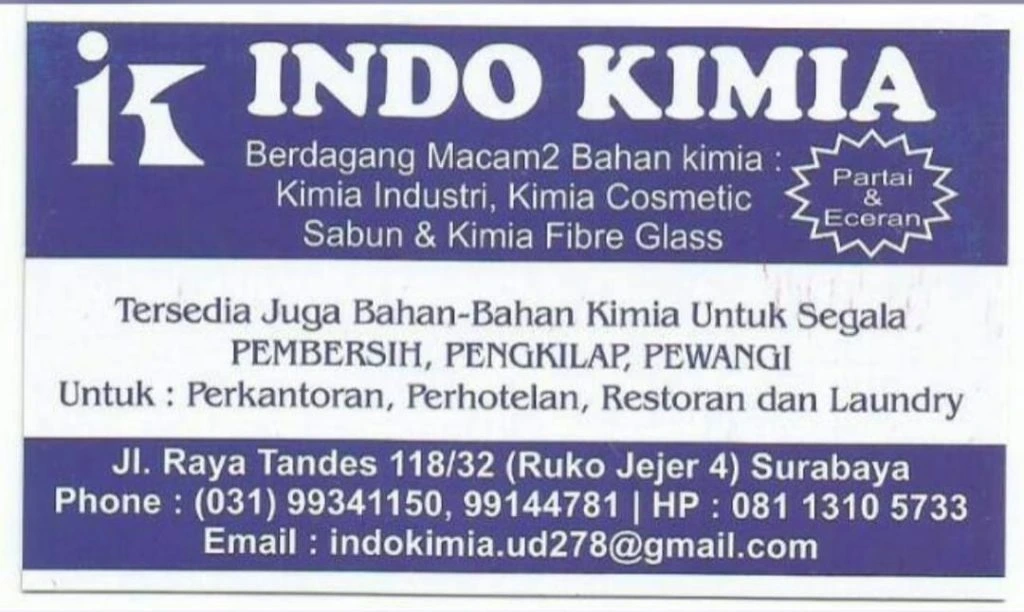 UD Indo Kimia - Jual Bahan Kimia Pembersih dan Kebutuhan Usaha Surabaya
